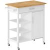 sogesfurniture Carrello da cucina su ruote, isola da cucina mobile con piano di lavoro e portasciugamani, carrello da cucina con cassetto, porta, ripiani, 80 x 47 x 91,5 cm, bianco