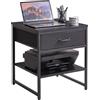 Aibiju Tavolino Grande con Cassetto in Tessuto, Ripiano Portaoggetti Regolabile, Supporto per Frigorifero per Dormitorio, Grande Supporto per Stampante per Ufficio, Nero YD-TM156B