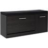 Marvin Scarpiera Panca da Ingresso con Anta - Portascarpe Salvaspazio in Legno con Cuscino Seduta e Anta a Ribalta per Cabina Armadio Corridoio o Camera Design 100x30x46 cm (Nero/Cuscino Nero)