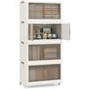 RELAX4LIFE 3/4 Pezzi Contenitori Pieghevoli con Coperchi 75/105 L, Set di 3/4 Scatole di Stoccaggio con Ruote Bloccabili, Contenitore Plastica Trasparente, Organizzatori Multiuso per Casa (4 Livelli)
