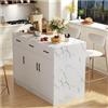 Lekvvied Isola cucina120x60x90,5cm,3 cassetti e 3 ante,design in marmo bianco,ripiani regolabili,cassetti silenziosi,isola cucina piano lavoro,carrello cucina,design dell'area bar