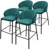 ML DESIGN modern living ML-Design Set 4 Sgabelli da Bar Verde Petrolio con Rivestimento in Tessuto, Altezza 76 cm, Struttura in Metallo, con Schienale Arrotondato e Poggiapiedi, Sedia Imbottita da Cucina, Sgabello Alto