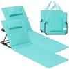 SONGMICS Set di 2 Lettini da Spiaggia, Sedie a Sdraio, Lettini Prendisole, Cuscino, Schienale Inclinabile, Portatile con Manico, per Campeggio Giardino Piscina, 158 x 55 cm, Blu Turchino GCB251C01