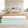 BSMGSGN Letto 180x200 contenitore 4 cassetti testiera LED USB doghe, Beige