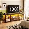 Utlenianie Mobile TV con LED, Colore Regolabile, Tavolino Porta TV Fino a 75 Pollici, 2 Porta USB e 2 Prese CA, 180x40x58 cm, Mobile Porta TV con 2 Ante e 2 Cassetti, per Soggiorno Camera da Letto (legno-A)