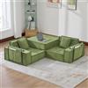 MAMAINI Divano letto a 2 posti, moderno, comodo, in tessuto, due cuscini, poggiapiedi con vano portaoggetti laterale e portabevande, elegante e decorativo, verde