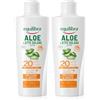 equilibra Solari, Aloe Latte Solare SPF 20, a Base di Aloe Vera, Vitamina C ed E, Olio di Argan, Olio di Cocco e Burro di Karité, Assicura un'Abbronzatura Sana e Naturale, Water Resistant, 200 ml