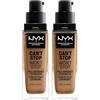 NYX Professional Makeup Fondotinta, Can't Stop Won't Stop Full Coverage Foundation, Lunga tenuta, Waterproof, Finish MatteGolden (Confezione da 2)