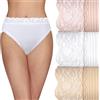 Vanity Fair Women's Flattering Lace Panties, Hi Cut-3 Pack-Quartz/White/Nude Stripe, 9