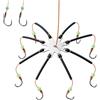 Jubepk Ami da pesca a forma di J, luminosi, 10 pezzi, 8 artigli ad alta resistenza, esche vive, amo da pesce, per acqua e salata su carpe, pesce persico, tonno, trota in fiumi e laghi
