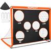 Topdot Porta da calcio per bambini, 2 in 1, pieghevole, per allenamento in cortile e giochi sportivi all'aria aperta, arancione, 150 × 120 cm