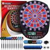 WIN.MAX Bersaglio elettronico Soft Tip con display a LED, 3 lingue con 12 freccette, 100 punte, adattatore di alimentazione, blu con luci