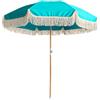 Generic HLTYGWX Ombrellone da Spiaggia con Frange e inclinazione, 200 cm, Grande, Impermeabile, per Giardino, Balcone, Piscina, Mercato all'aperto, con 8 Stecche, Beige