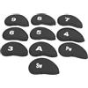 Generic Set di Coperture per Ferro da Golf 10 Pezzi con Numeri Chiari Protezione Affidabile per Teste di Ferro Panno OK (BLACK)