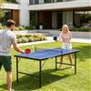 YRHome Mini tavolo da ping pong pieghevole, 153 x 75 x 80 cm, in MDF laminato da 14 mm, con struttura in acciaio zincato, design portatile, con 2 racchette e 5 palline, custodia in rete, blu