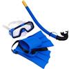 TEHAUX Set Snorkeling per Maschera Subacquea in Pvc, Pinne in Silicone e Tubo, Fascia Regolabile e Comfort Aggiunto, per Vacanze in Famiglia All'aperto