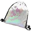 TEHAUX Zaino con coulisse in poliestere rosa con design reversibile e paillettes per attività sportive e festival