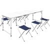 Runheo Tavolo da campeggio pieghevole con 4 sgabelli, tavolo pieghevole regolabile in altezza, 120 x 60 cm, ultraleggero, resistente alle intemperie e portatile, per picnic, giardino, campeggio