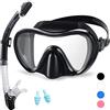 Supertrip Dry Snorkel Set con Occhiali da Sub antiappannamento Campo visivo panoramico Occhiali Impermeabili rinforzati Occhiali da Snorkeling Set da Sub per Adulti Boccaglio Asciutto Unisex