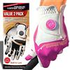 Copper Tech Guanti da golf da donna per destrorsi o golfisti mancini, confezione da 2, supporto articolato a compressione in rame con vestibilità flessibile e confortevole (bianco/fucsia, medio-grande