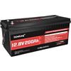 Dumfume Batteria Litio 12V 200Ah LiFePO4 per Camper