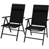 Outsunny Set 2 Sedie da Giardino Pieghevoli con Poggiatesta Imbottito Nero