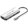 Vention 6-in-1 USB-C a HDMI/USB 3.0 x3/RJ45/PD Docking Station 0,15M Grigio Tipo in lega di alluminio