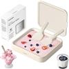 Felizbebe - Gelatiera arrotolata in acciaio inox SUS316 per uso alimentare, vassoio istantaneo con coperchio e 2 spatole, macchina per yogurt congelato per attività familiari, fai da te