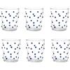 Zafferano Set 6 Party Tumbler Bicchiere Acqua Trasparente con Pois Blu
