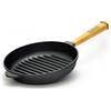 4BIG.fun Bistecchiera Ø 24 cm padella rotonda bistecca in ghisa con striscia adatta per barbecue a gas, forno, focolare, tutti i piani cottura, compresi quelli a induzione