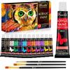Set Di 12 Pitture Acriliche Con 3 Pennelli per Pittura E Tubi (12 Ml) | Highly P
