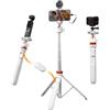 K&F CONCEPT MS08 Treppiede Smartphone 159cm, Cavalletto per Cellulare con Telecomando Bluetooth, Bastone Selfie per iPhone/DSLR/DJI Osmo 360/ Action 5 Pro/DJI Pocket 3 4/ Insta 360 X5/Gopro, Bianco