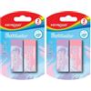 KeyRoad Gomma universale per cancellare matita e matite colorate, 2 pezzi, colore pastello, ideale per la scuola, ufficio, KR972036 (Confezione da 2)