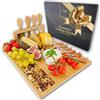 Durawe Company Tagliere per formaggi in bambù con 4 coltelli e supporto rimovibile - Piatto da portata con scomparti per snack, Tagliere per salumi per aperitivo, degustazione di vino e idea regalo cucina