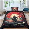 AAHARYA Ninja giapponese Set Copripiumino Biancheria Da Letto in Microfibra 3D Anime Stampa Motivo,Morbido E Confortevole,per Ragazzi E Ragazze Copripiumini Single（135x200cm）