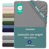 Twinzen Lenzuolo Singolo con Angoli 100x190 /200 cm, Antracite