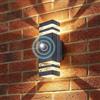 LASIDE Applique da Parete Esterno con Sensore Crepuscolare, GU10 Antracite Grigio Alluminio Up Down Lampada da Parete Esterni, IP65 Impermeabile Luce Lampade da Esterno per Garage, Veranda, Giardino