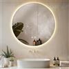 tectake® Specchio bagno a LED Clara, specchio da parete retroilluminato, specchiera bagno con luce, antiappannamento, design moderno, led bagno, smart led mirror - Rotondo - 80 x 80 cm