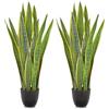 Oairse Sansevieria - Set di 2 piante artificiali, grandi piante di serpente artificiali, 73 cm, soggiorno, piante d'appartamento, per la decorazione di interni esterni, pianta artificiale per il giardino di