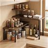 Hahorpa Ripiano da Angolo per Cucina e Piano di Lavoro, Mensola Salvaspazio 3 Piani, Piccolo Scaffale da Angolo In Legno e Metallo, Organizer Regolabile per Spezie, Versatile per Cucina, Soggiorno, Bagno