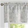 TOPICK Tenda per finestra in lino con stampa floreale, semitrasparente, per cucina, soggiorno, casa di campagna, 125 x 40 H (cm), 1 pezzo, grigio su beige