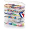 Iris Ohyama, Scatole Plastica con Coperchio Incernierato, 1.5L, Set da 6, Trasparente, Impilabile, Chiusura a Scatto, Per Puzzle, LEGO, Pennarelli, Materiale Creativo, Viti, Senza BPA, MCC-L