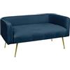 IlGruppone Divano Due Posti in Velluto Gambe in Acciaio Color Oro Divanetto 2 Persone 126x49x57 Cm Design Moderno Soggiorno Panca Pie di Letto - Petrolio