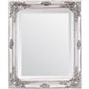 Select Mirrors Specchi Select - Specchio da parete Rhone - Vintage francese - Stile barocco rococò - Decorazione elegante e chic per la casa - Legno massello - Finitura a mano - Argento antico - 50 cm x 60 cm