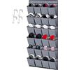 homyfort Salvaspazio appendibile con Ganci, Scarpiera a sospensione da porta a 24 scomparti, organizzatore armadio in tessuto per scarpe, sandali, ciabattine, 56x156cm, Lino Grigio, X3G12GP2