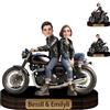VWCSDSCS Personalizzato Cartone animato Moto Coppia Figurine Trinket Coppia Viso Dirt Bike Caricatura Scrivania Scultura Ornamento Personalizzato Motocross Cartoon Ritratto Placca Acrilica Regalo di Natale