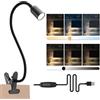 da LIGHT Lampada da lettura a morsetto, lampada da scrivania a LED, morsetto con 3 temperature di colore, dimmerabile, lampada da tavolo USB con cavo nero per studiare leggere