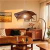 BBWO Lampadario In Vimini Con LED Lampada A Sospensione Intrecciata A Mano Lampadario In Stile Retrò A Forma Di Petalo Stile Bohemien Per Sala Da Pranzo Isola Della Cucina Soggiorno(Marrone,40CM)