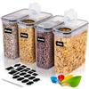 MQGY 4L Contenitori Ermetici per Alimenti 4 Pezzi, senza BPA, Contenitori Plastica Cucina Organizer con Coperchio, Organizer Cucina per la Conservazione di Pasta, Cereali, Muesli, Cornflakes