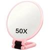 Faticenic Specchio ingranditore 50X, specchio per trucco ingranditore bifacciale con maniglia regolabile, design portatile/montaggio a parete/da tavolo per trucco, decorazioni della casa